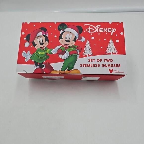 Mickey Mouse & Minnie Mouse Glasses Stemless 2 NIB Holiday Glass DISNEY - Picture 5 of 7